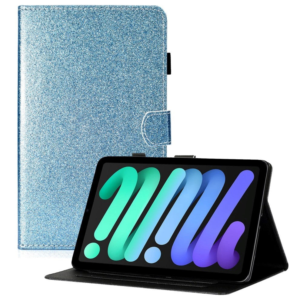 iPad 11" (2025) / iPad 10.9" (2024/2022) Glitter Flip Cover m. Flipstander & Kortholder - Blå