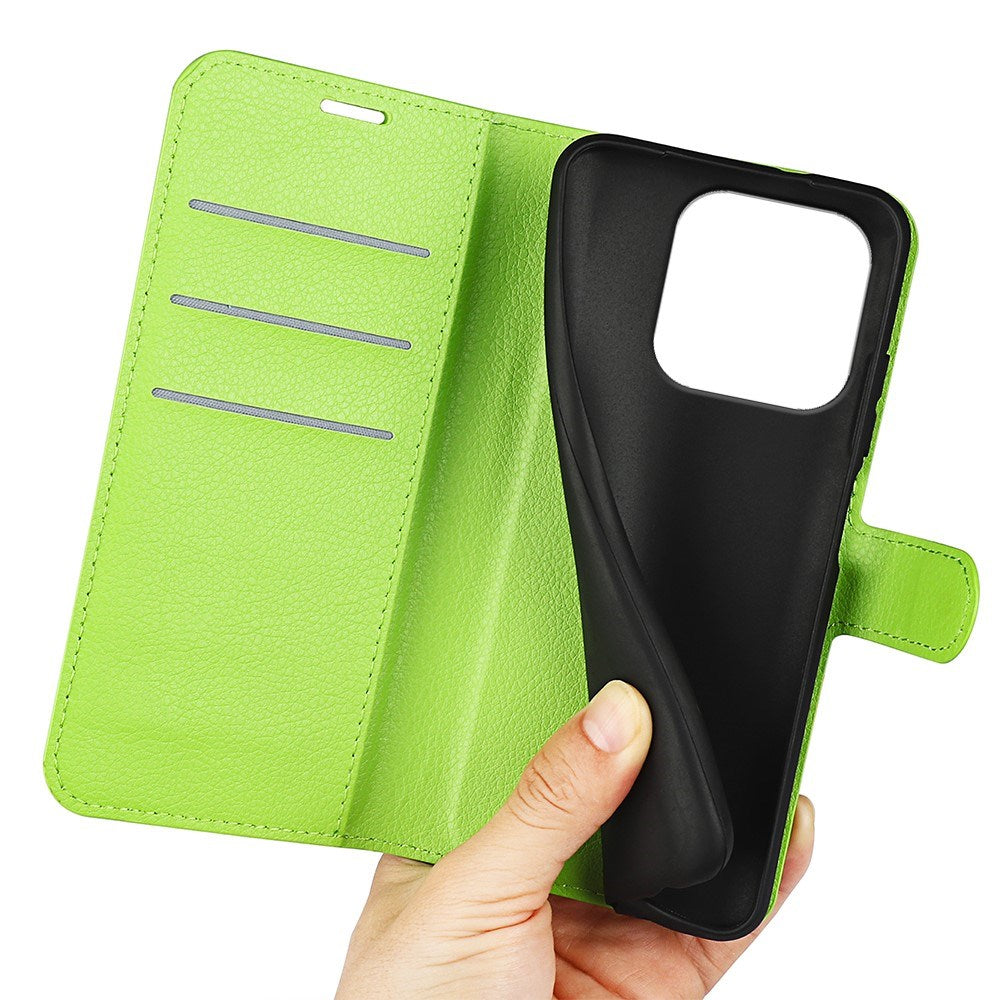 EIDERWOOD Xiaomi 17 Litchi Tekstur Kunstlæder Flip Mobil Cover m. Kortholder - Grøn