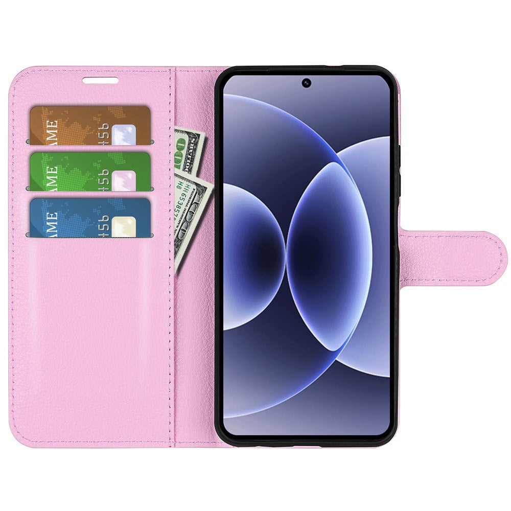 EIDERWOOD Xiaomi 17 Litchi Tekstur Kunstlæder Flip Mobil Cover m. Kortholder - Lyserød