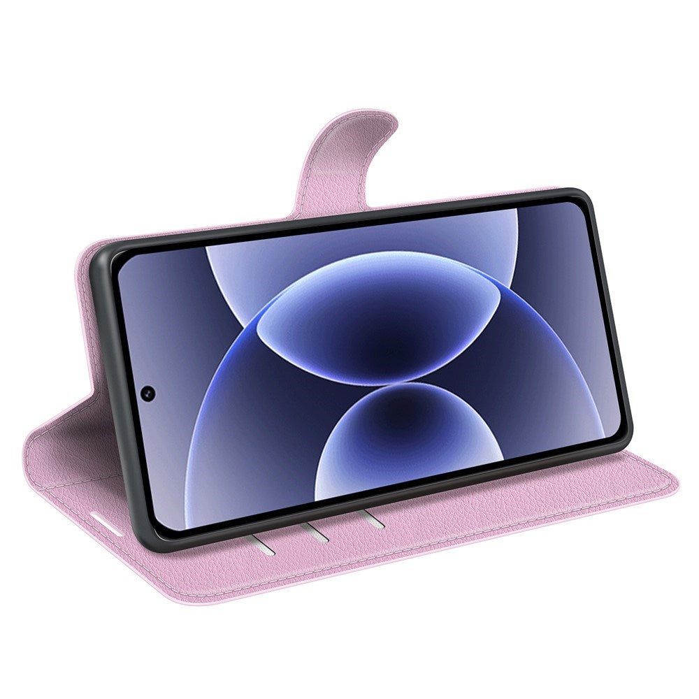 EIDERWOOD Xiaomi 17 Litchi Tekstur Kunstlæder Flip Mobil Cover m. Kortholder - Lyserød
