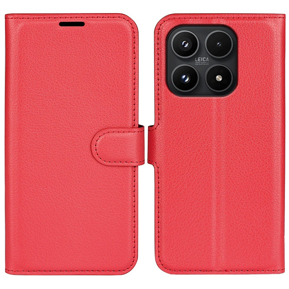 EIDERWOOD Xiaomi 17 Litchi Tekstur Kunstlæder Flip Mobil Cover m. Kortholder - Rød