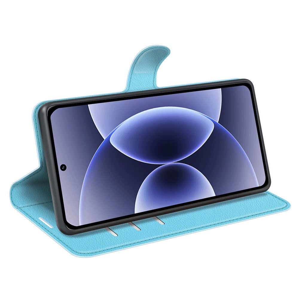 EIDERWOOD Xiaomi 17 Litchi Tekstur Kunstlæder Flip Mobil Cover m. Kortholder - Blå