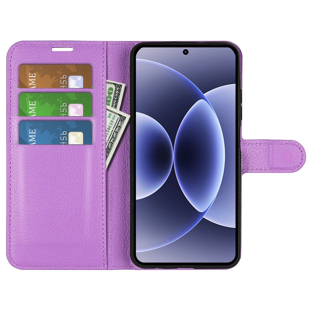 EIDERWOOD Xiaomi 17 Litchi Tekstur Kunstlæder Flip Mobil Cover m. Kortholder - Lilla