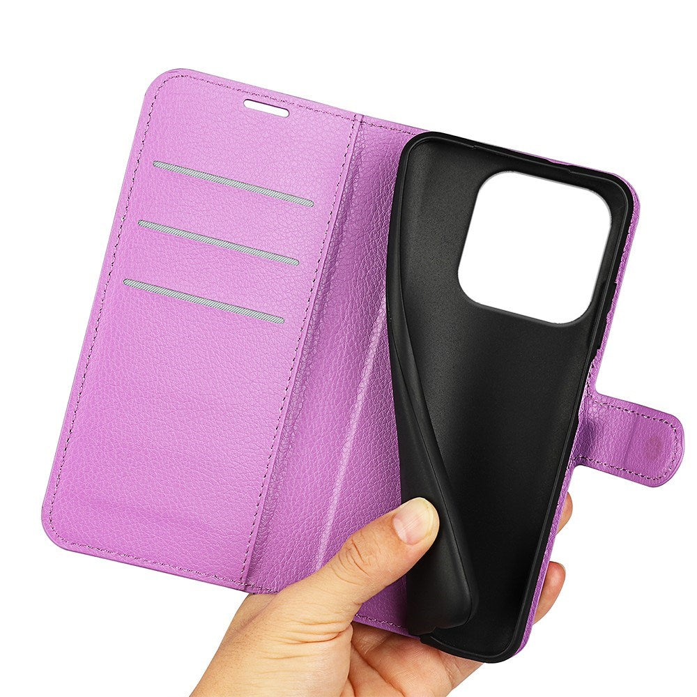 EIDERWOOD Xiaomi 17 Litchi Tekstur Kunstlæder Flip Mobil Cover m. Kortholder - Lilla