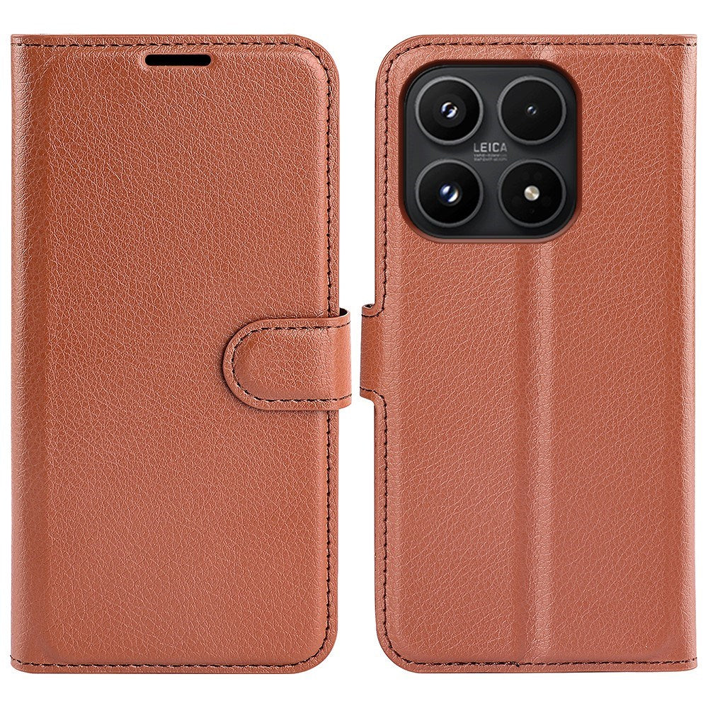 EIDERWOOD Xiaomi 17 Litchi Tekstur Kunstlæder Flip Mobil Cover m. Kortholder - Brun
