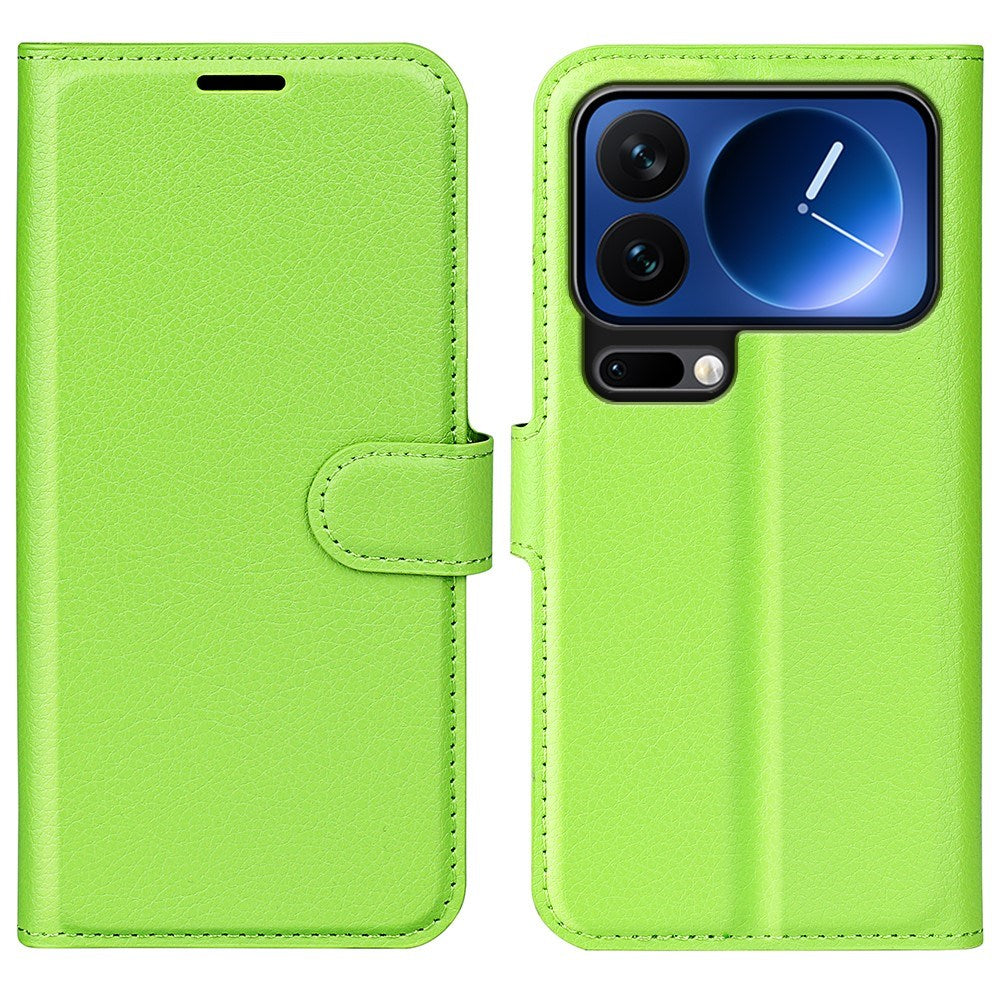 AMORUS Xiaomi 17 Pro Max Litchi Tekstur Kunstlæder Flip Mobil Cover m. Kortholder - Grøn