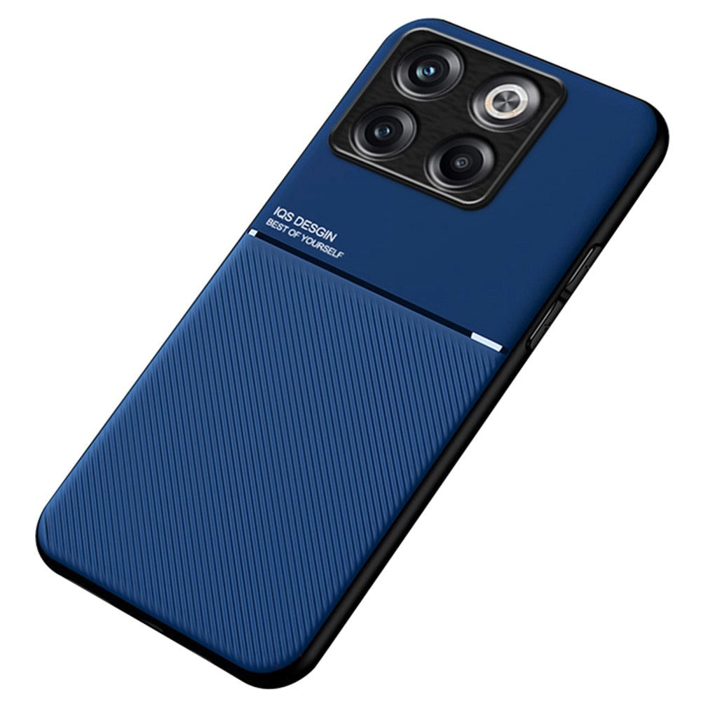 OnePlus 10T Læderbetrukket Plastik Bagside Cover - Blå