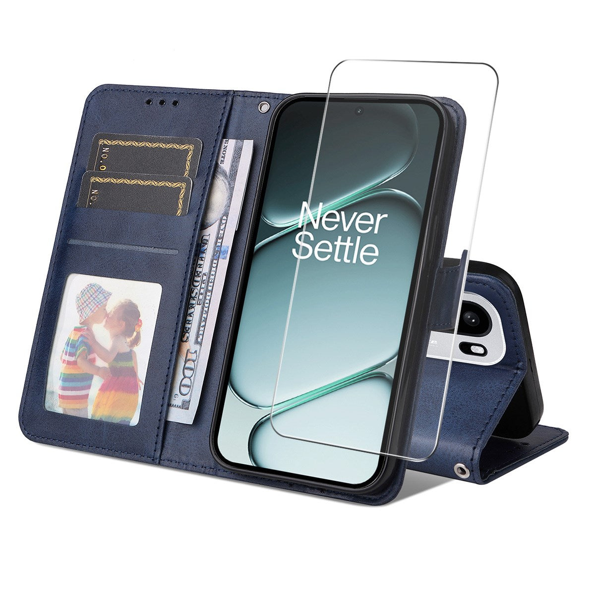 OnePlus 15R ENKAY - 2-i-1 Kunstlæder Cover inkl. Skærmbeskyttelsesglas - Blå