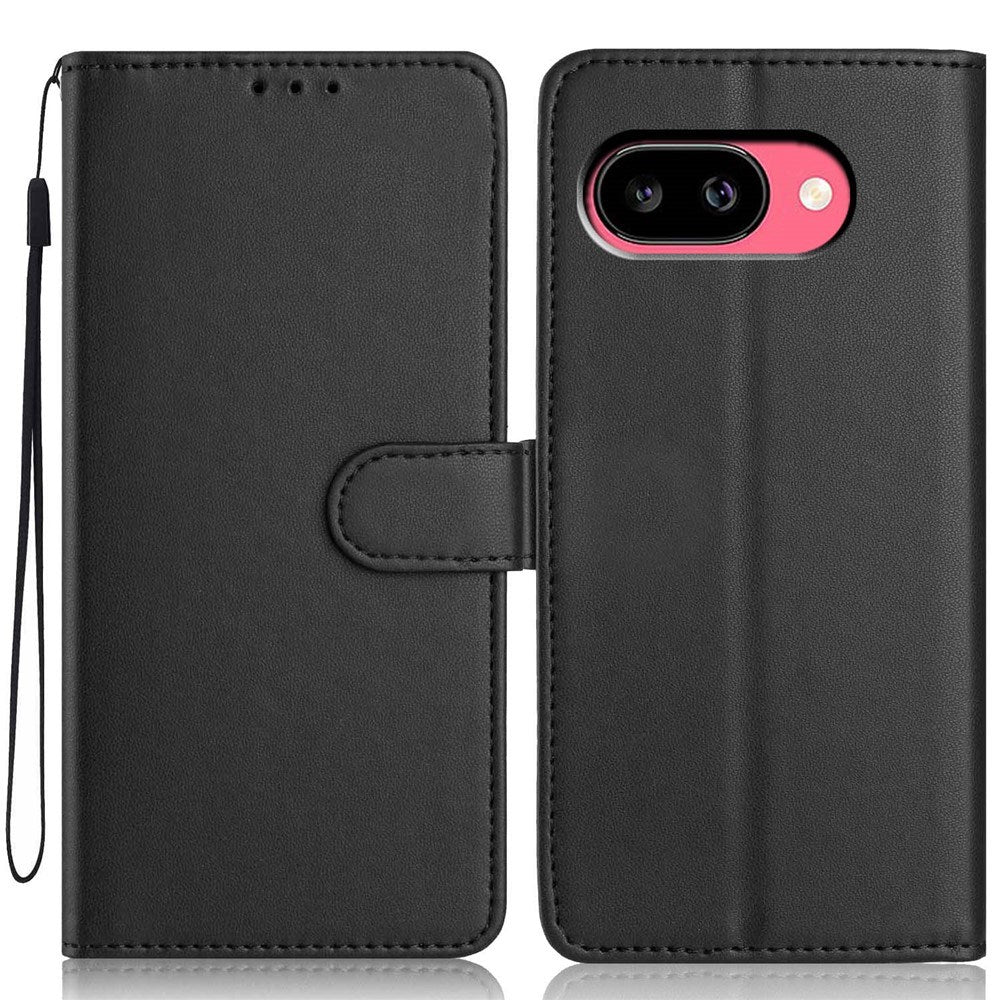 Google Pixel 10a EIDERWOOD Kunstlæder Flip Cover m. Strop - Sort