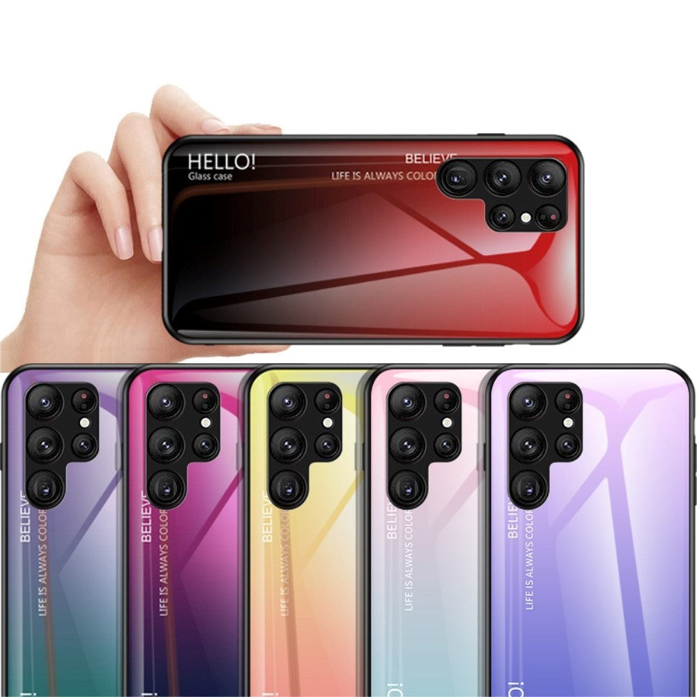 Samsung Galaxy S23 Ultra Glas Bagside Cover - Hello - Sort