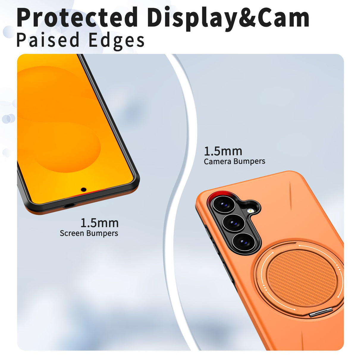 Samsung Galaxy S26 EIDERWOOD Hybrid Plast Bagside Cover - Roterende Kickstand - Orange