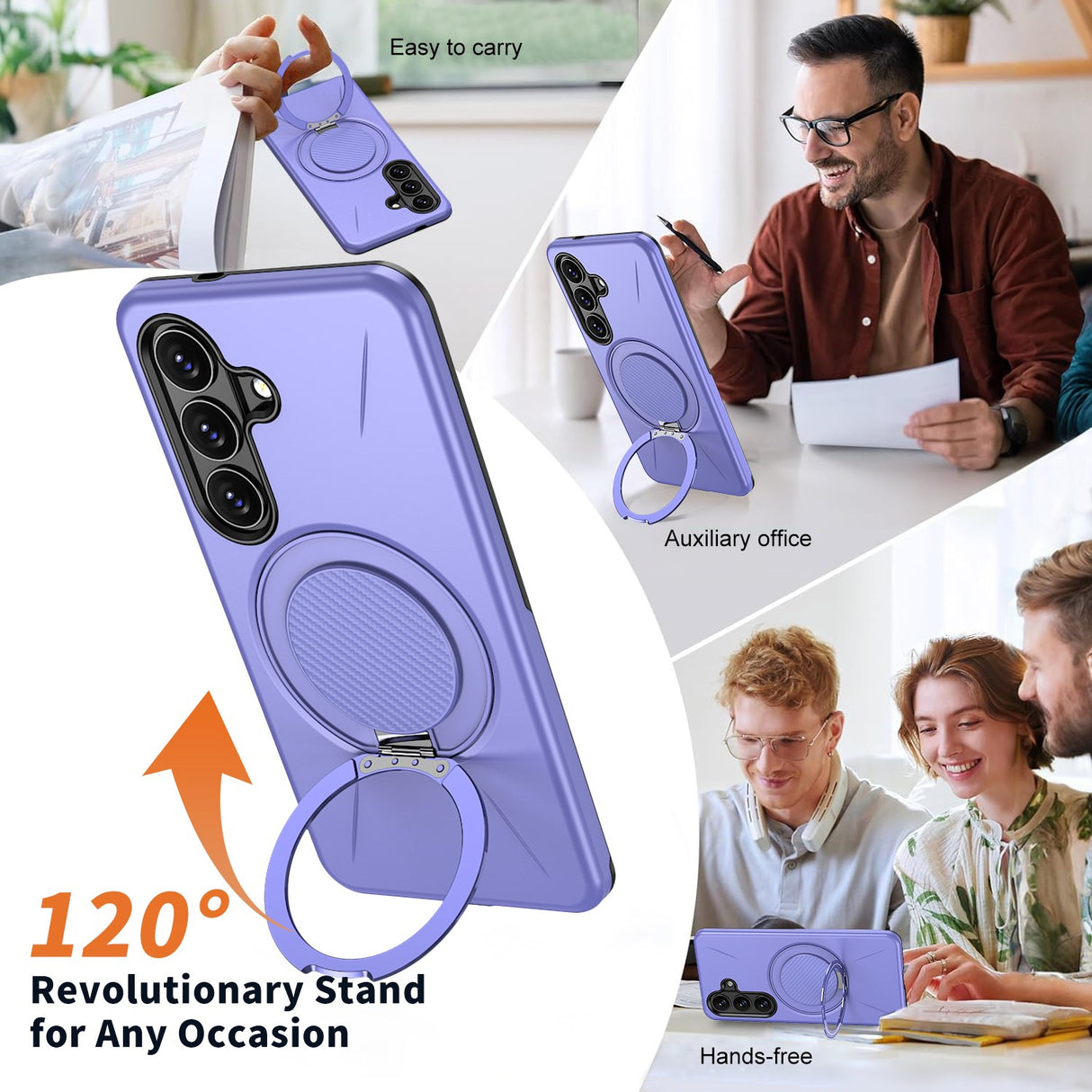Samsung Galaxy S26 EIDERWOOD Hybrid Plast Bagside Cover - Roterende Kickstand - Lilla