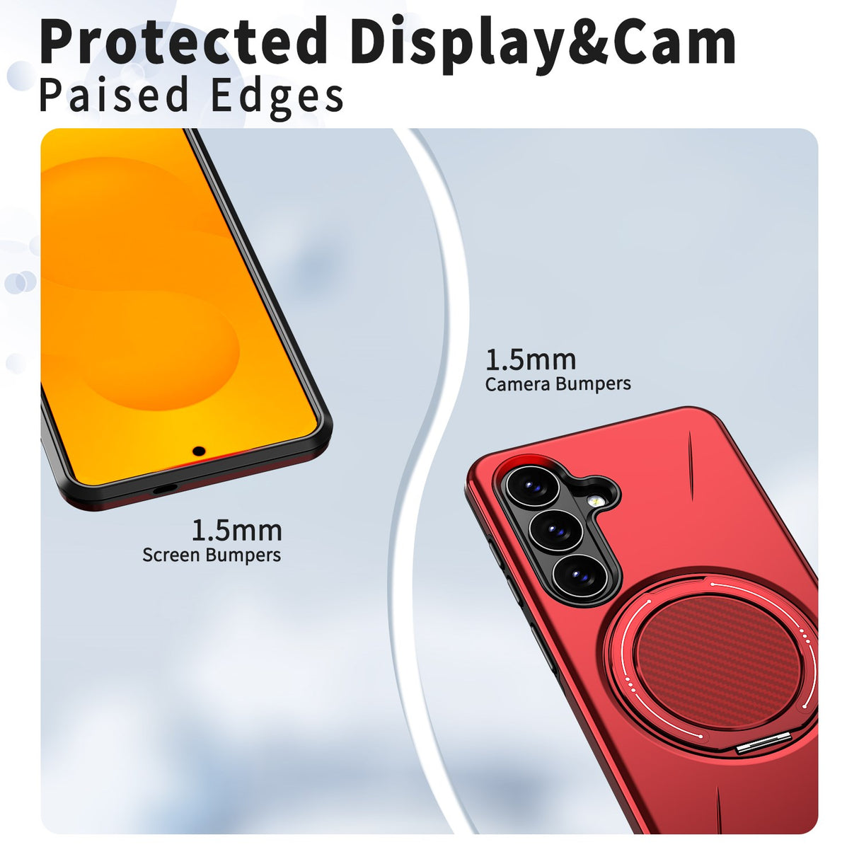 Samsung Galaxy S26 EIDERWOOD Hybrid Plast Bagside Cover - Roterende Kickstand - Rød