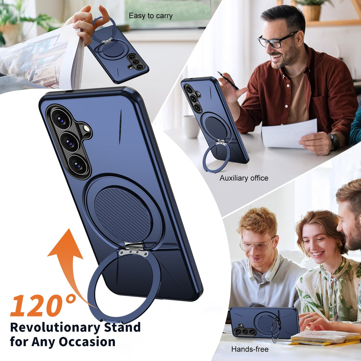 Samsung Galaxy S26 EIDERWOOD Hybrid Plast Bagside Cover - Roterende Kickstand - Blå