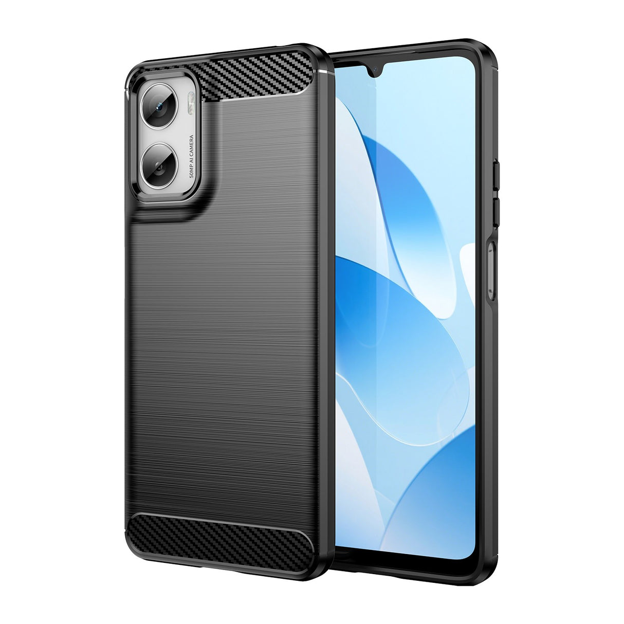 EIDERWOOD Motorola Moto G06 / G06 Power - Carbon Fiber Mobil Cover & Skærmbeskyttelse - Sort