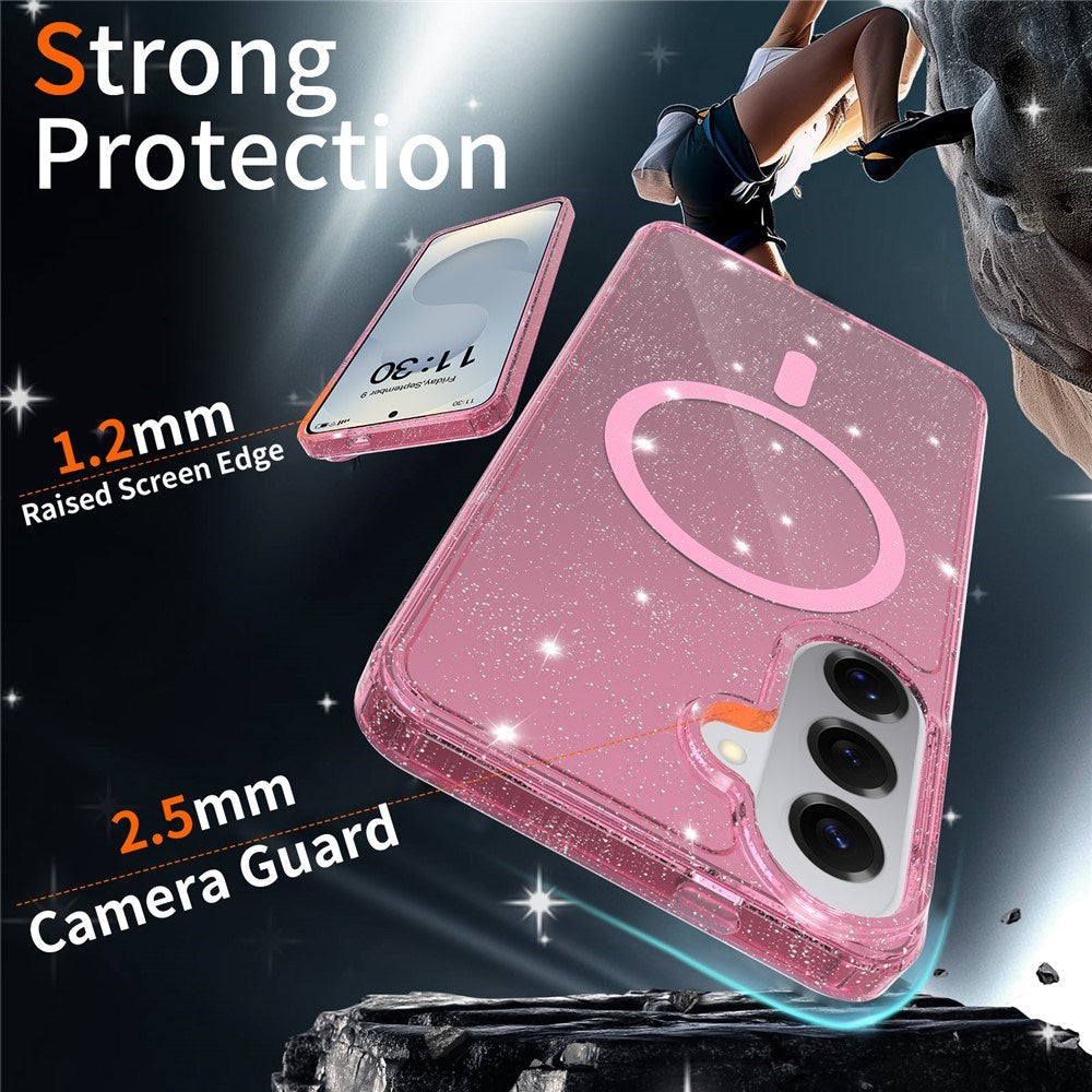 EIDERWOOD Samsung Galaxy S26+ (Plus) Plast Glitter Cover - MagSafe Kompatibel - Gennemsigtig / Lyserød