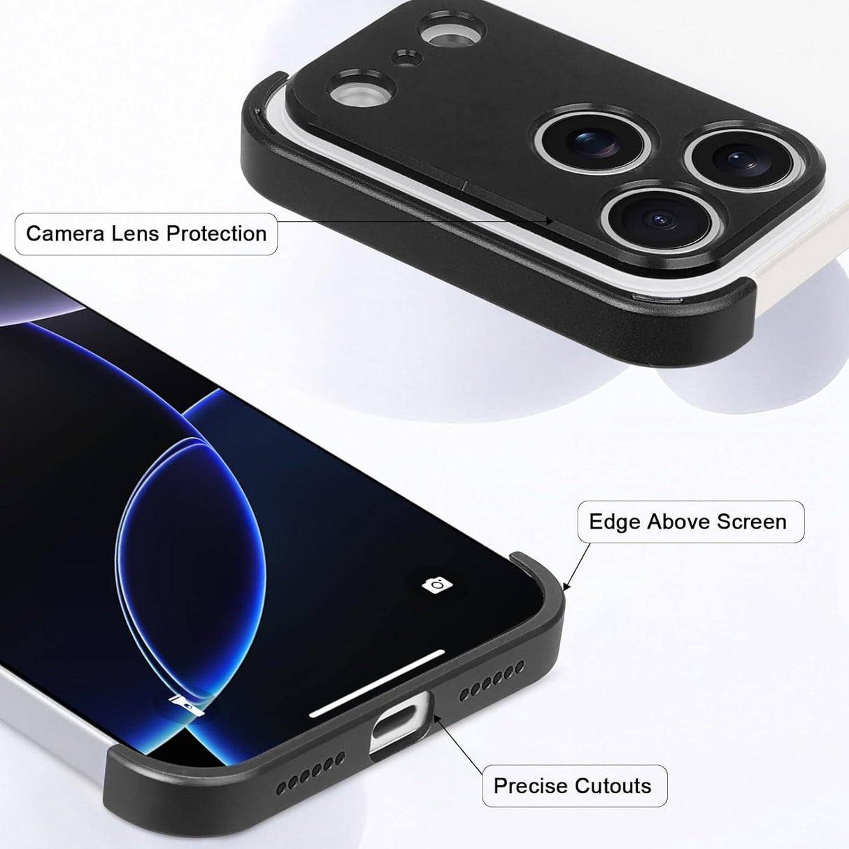 iPhone 17 Pro Todelt Bumper Cover m. Kameralinsebeskytter - Sort