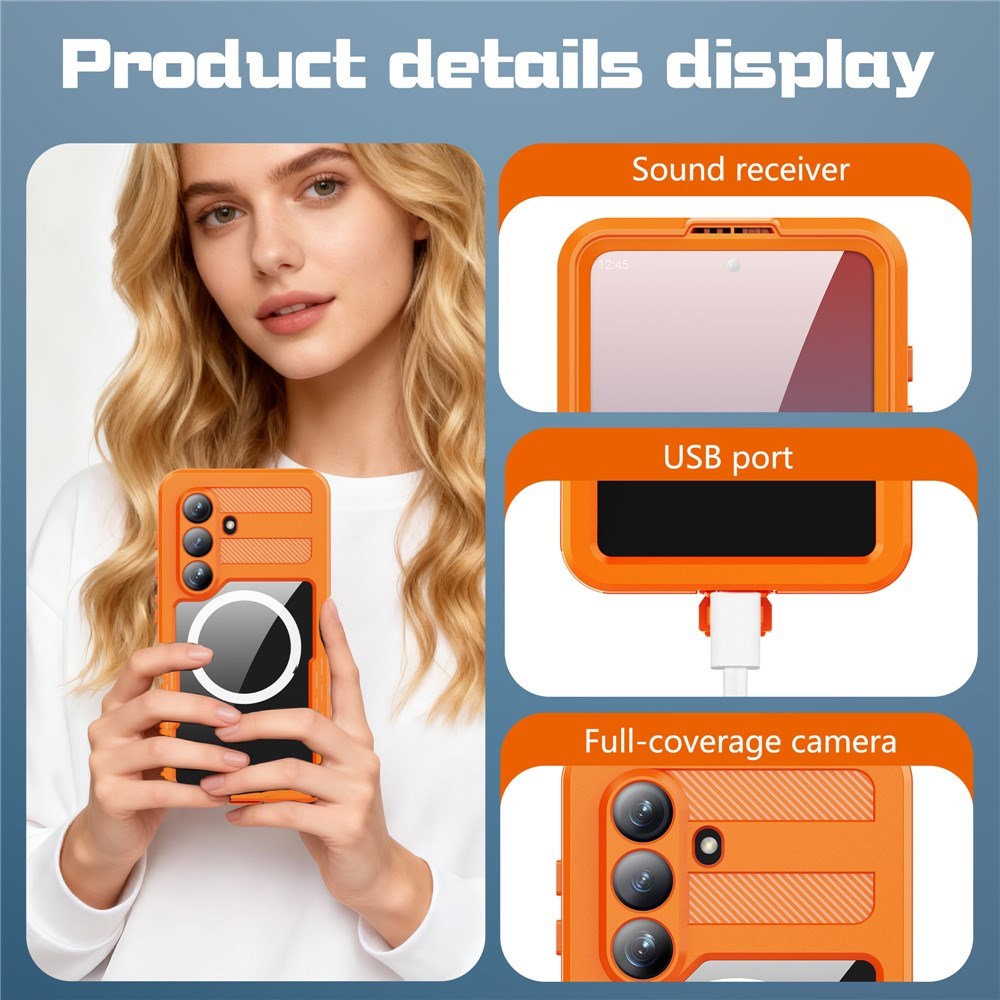 Samsung Galaxy S26 Redpebber Vandtæt Hybrid Plast Bagside Cover - MagSafe Kompatibel - Orange