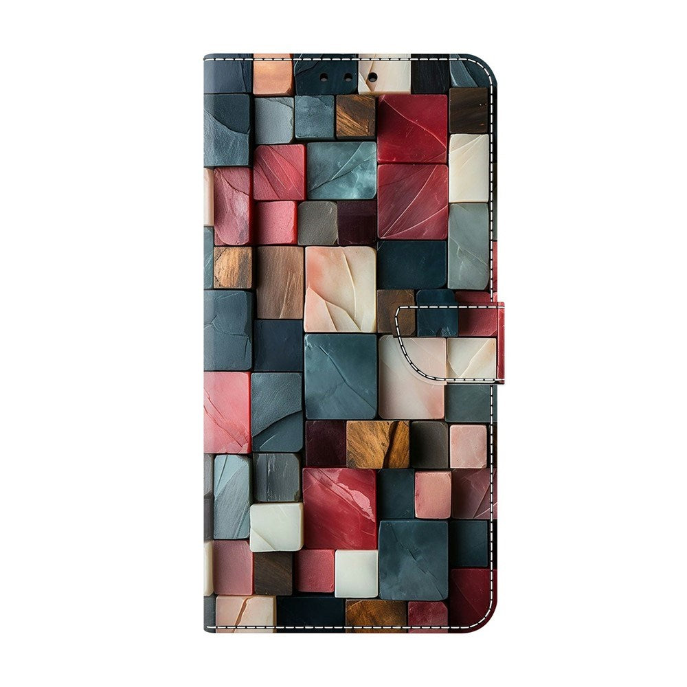 Samsung Galaxy A37 EIDERWOOD Kunstlæder Flipcover m. Indbygget Kortholder & Standerfunktion - Farverige Firkanter