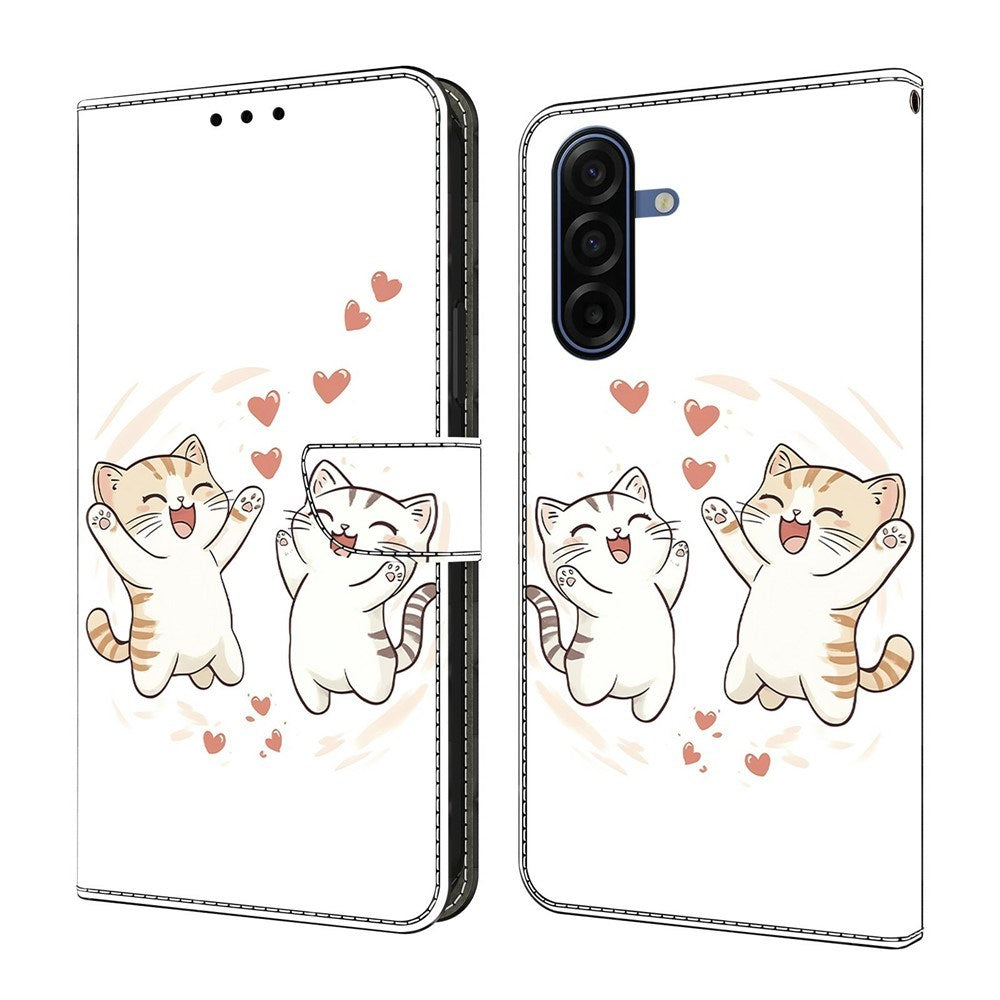Samsung Galaxy A37 EIDERWOOD Kunstlæder Flipcover m. Indbygget Kortholder & Standerfunktion - Katte & Hjerter