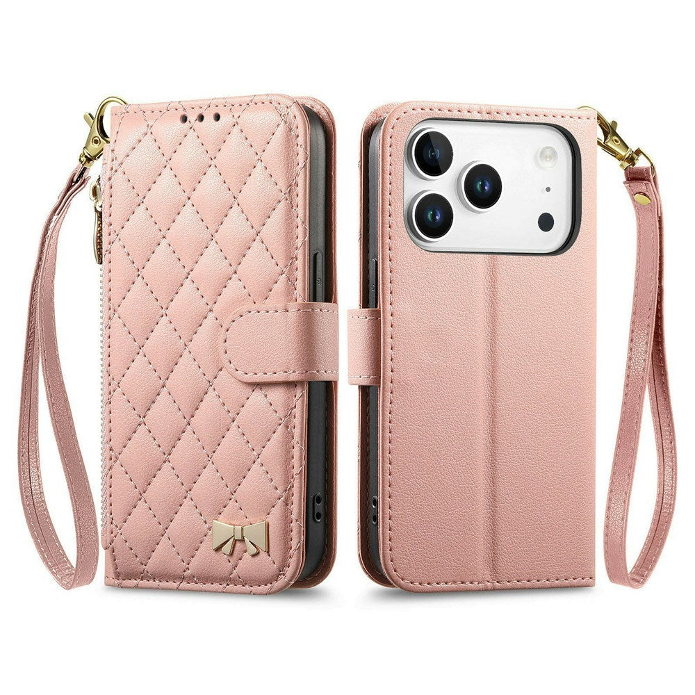 iPhone 18 Pro / 17 Pro EIDERWOOD Kunstlæder Flip Cover m. Tekstur - Lyserød