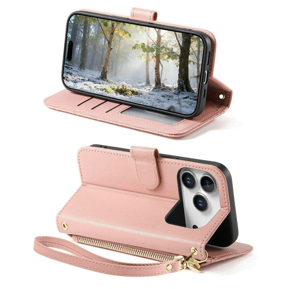iPhone 18 Pro / 17 Pro EIDERWOOD Kunstlæder Flip Cover m. Tekstur - Lyserød