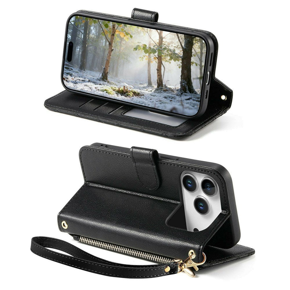 iPhone 18 Pro / 17 Pro EIDERWOOD Kunstlæder Flip Cover m. Tekstur - Sort