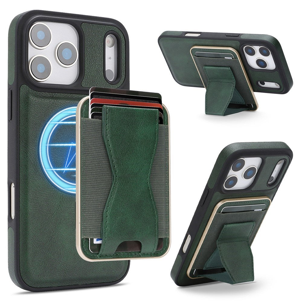 iPhone 17 Pro EIDERWOOD Kunstlæder Cover m. Kortholder - MagSafe Kompatibel - Grøn