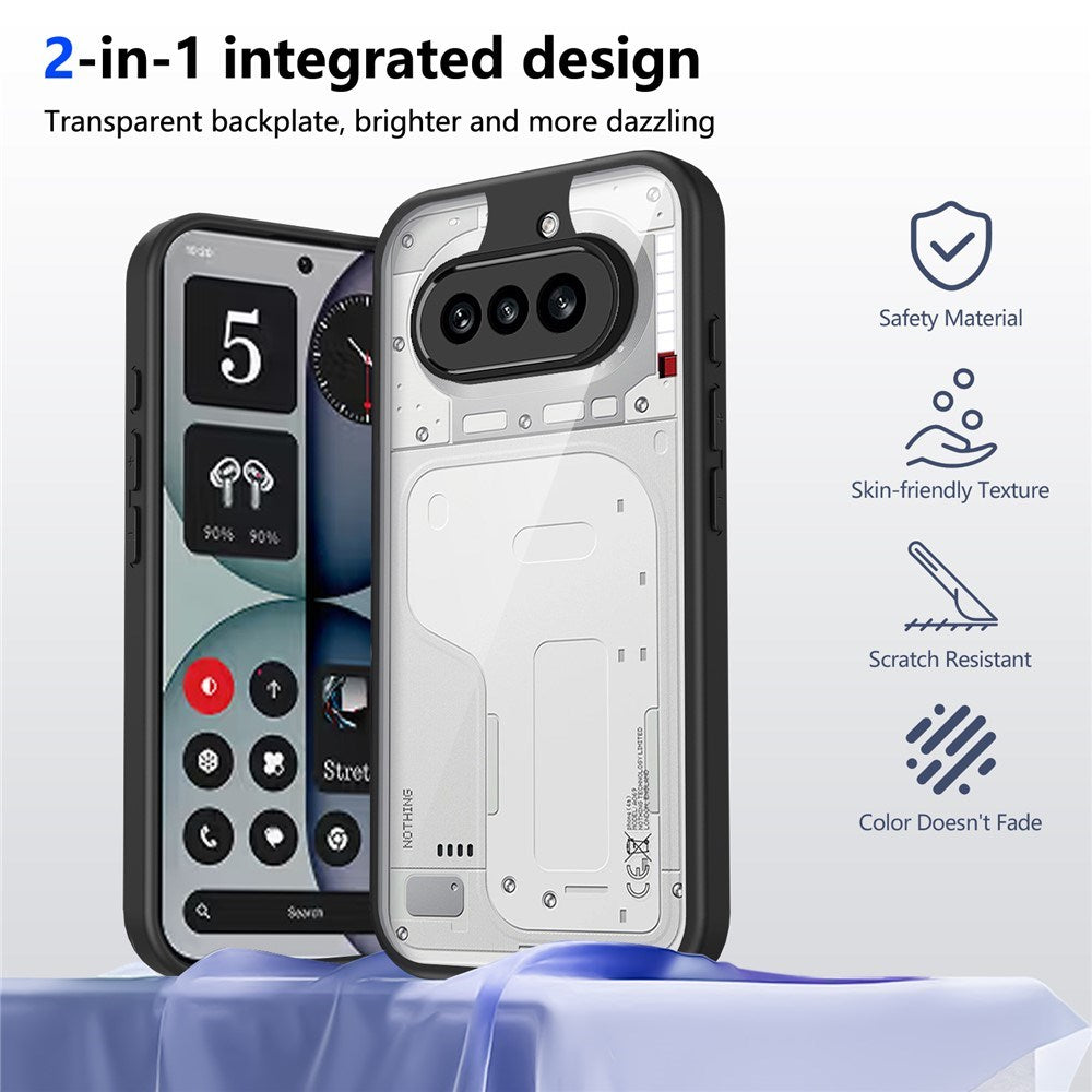 Nothing Phone (4a) Hybrid Bagside Cover - Gennemsigtig / Sort