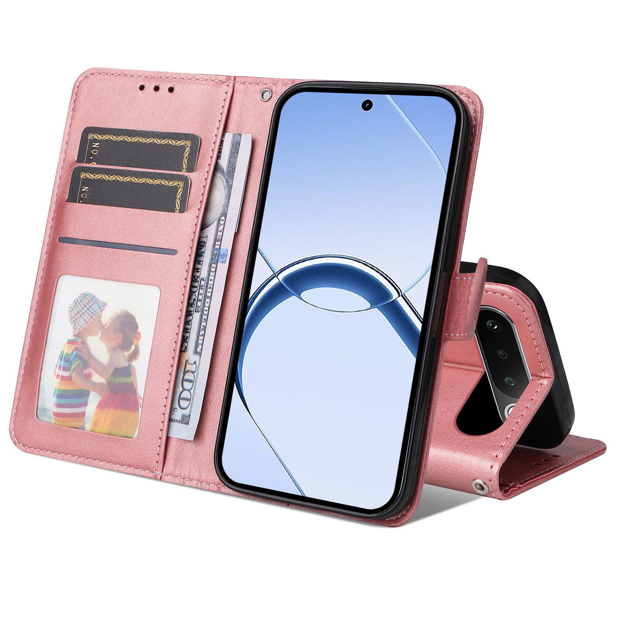 Realme 16 EIDERWOOD Kunstlæder Flip Cover inkl. Strop - Lyserød