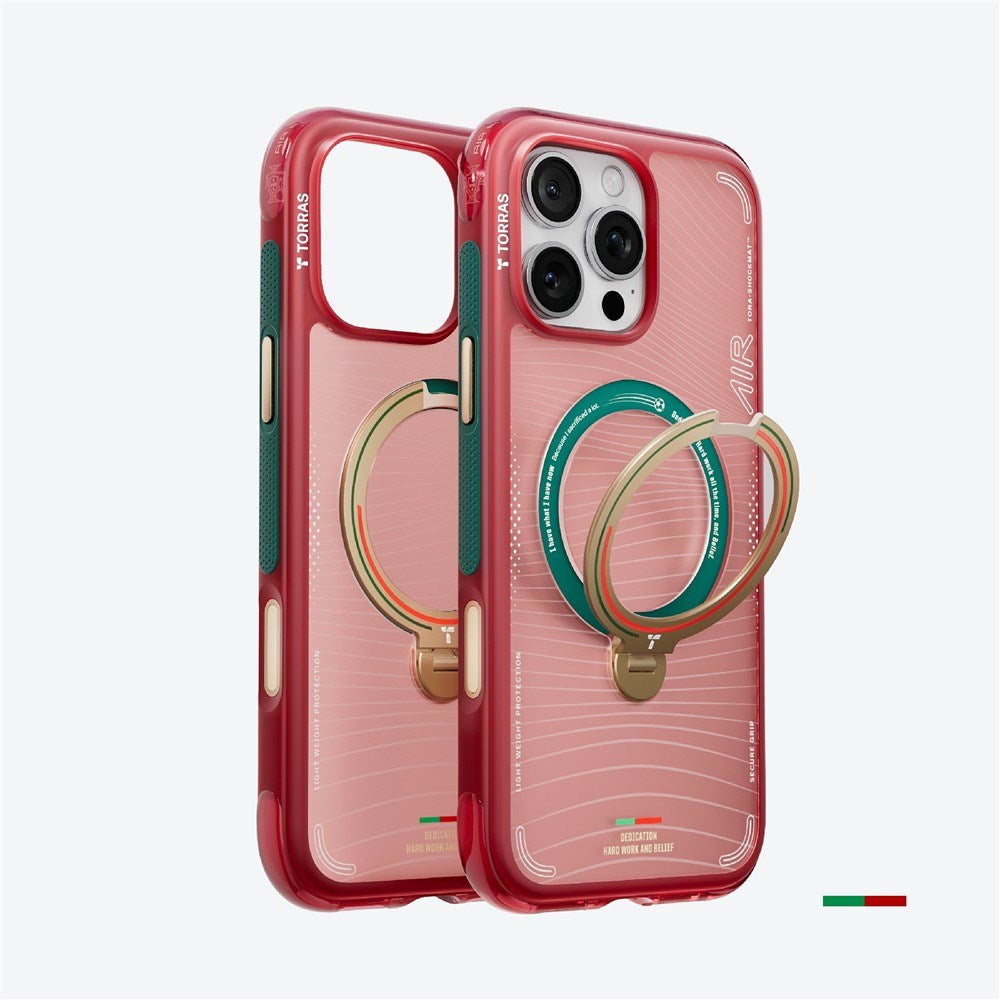 iPhone 16 Pro TORRAS Ostand Q3 Air Case m. 360° Kickstand - MagSafe Kompatibel - Wave of Passion