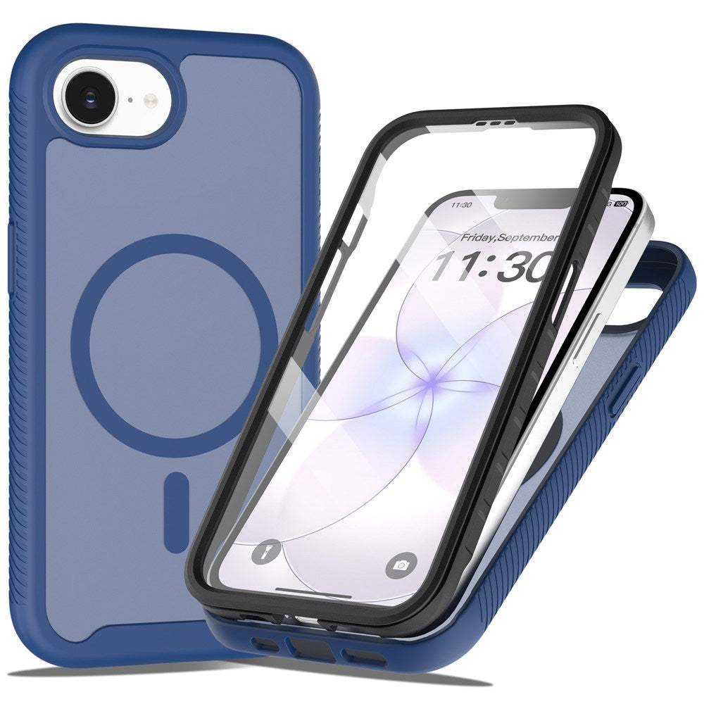 iPhone 17e / 16e EIDERWOOD Mat Hybrid Mobilcover m. Skærmbeskyttelsesramme - Blå