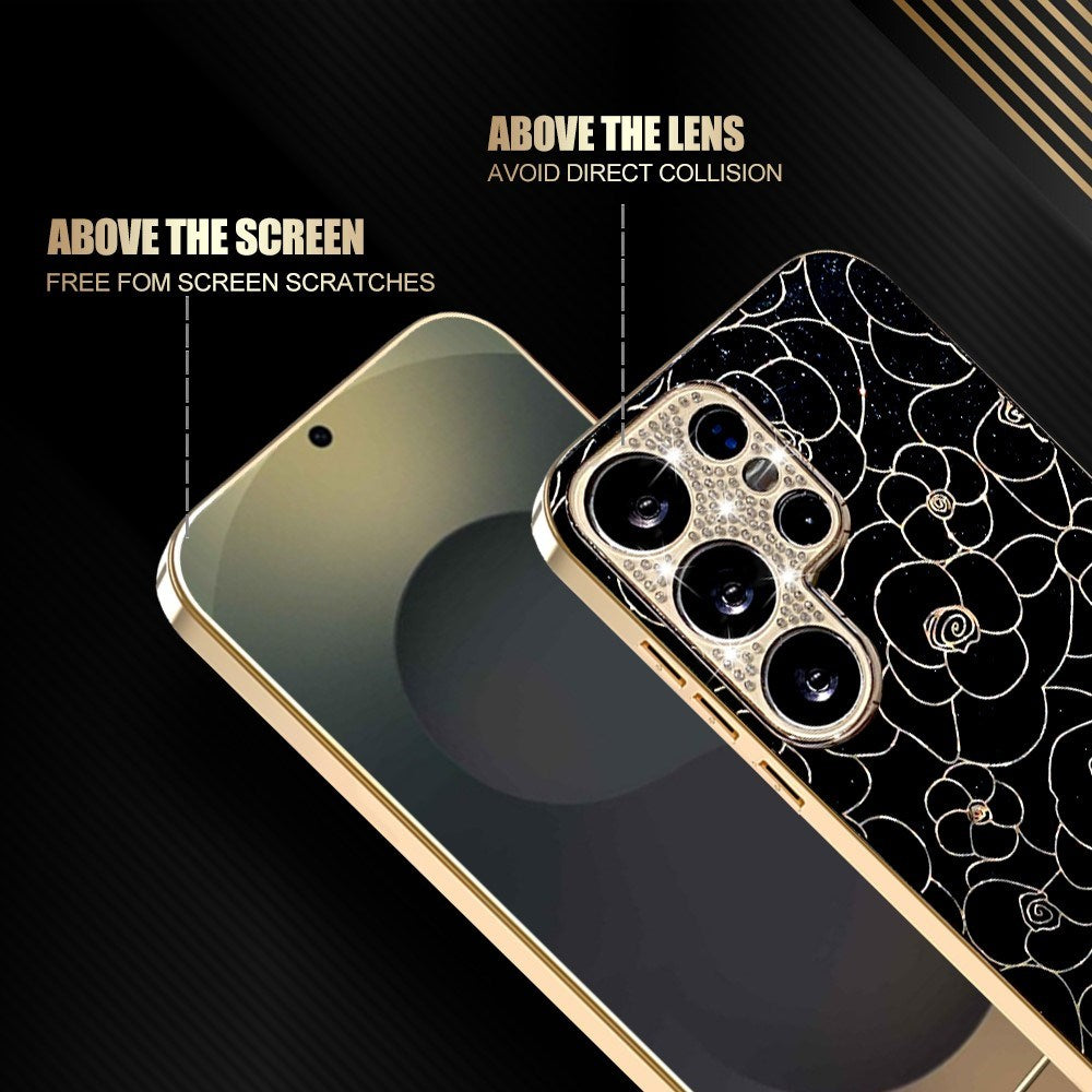Samsung Galaxy S26 Ultra EIDERWOOD Hybrid Cover - Blomster & Diamant Kamera - Sort
