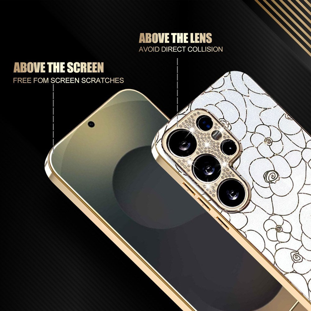 Samsung Galaxy S26 Ultra EIDERWOOD Hybrid Cover - Blomster & Diamant Kamera - Hvid