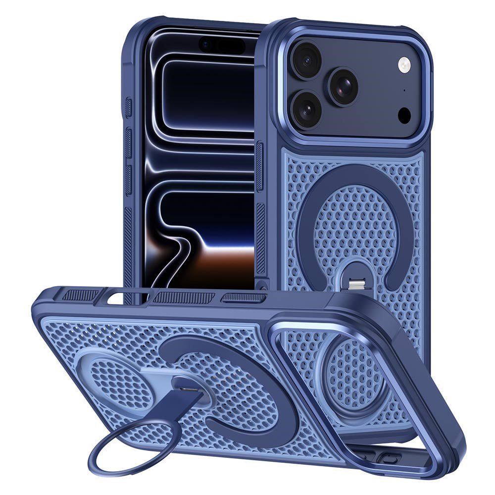 iPhone 17 Pro EIDERWOOD Mobilcover m. Varmeafledning & 360° Roterende Kickstand - MagSafe Kompatibel - Blå