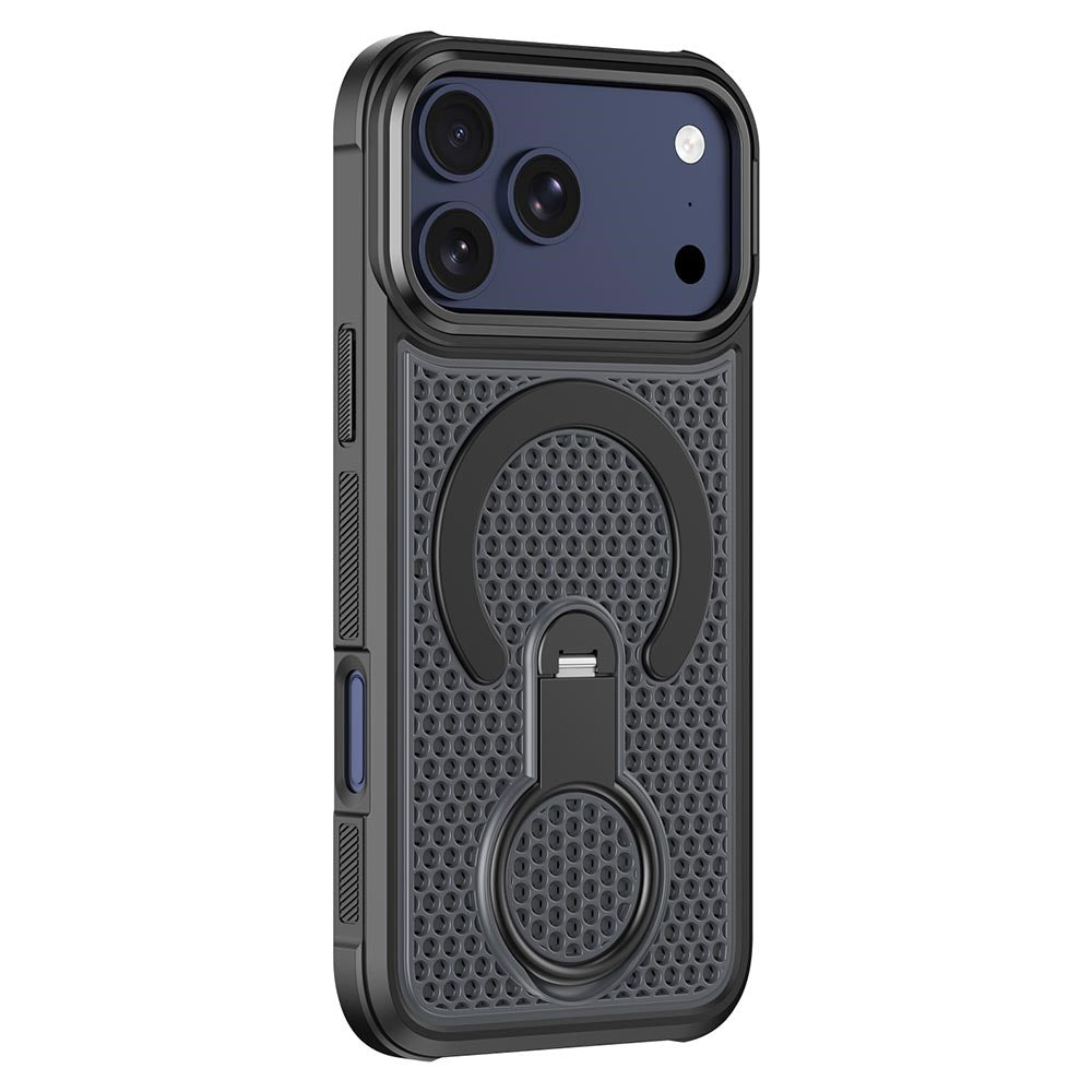 iPhone 17 Pro Max EIDERWOOD Mobilcover m. Varmeafledning & 360° Roterende Kickstand - MagSafe Kompatibel - Sort