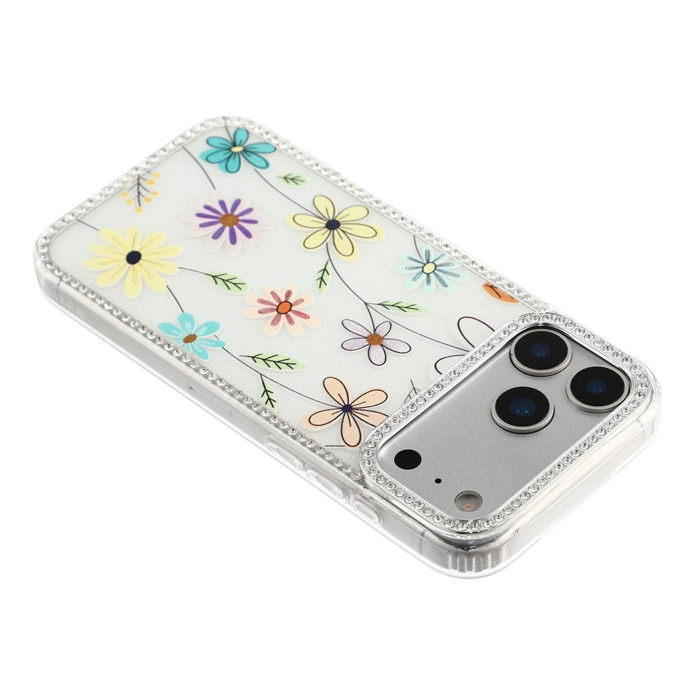 iPhone 17 Pro Max EIDERWOOD Hybrid Mobilcover m. Rhinsten & Blomsterdesign - Hvid / Flerfarvet Blomster