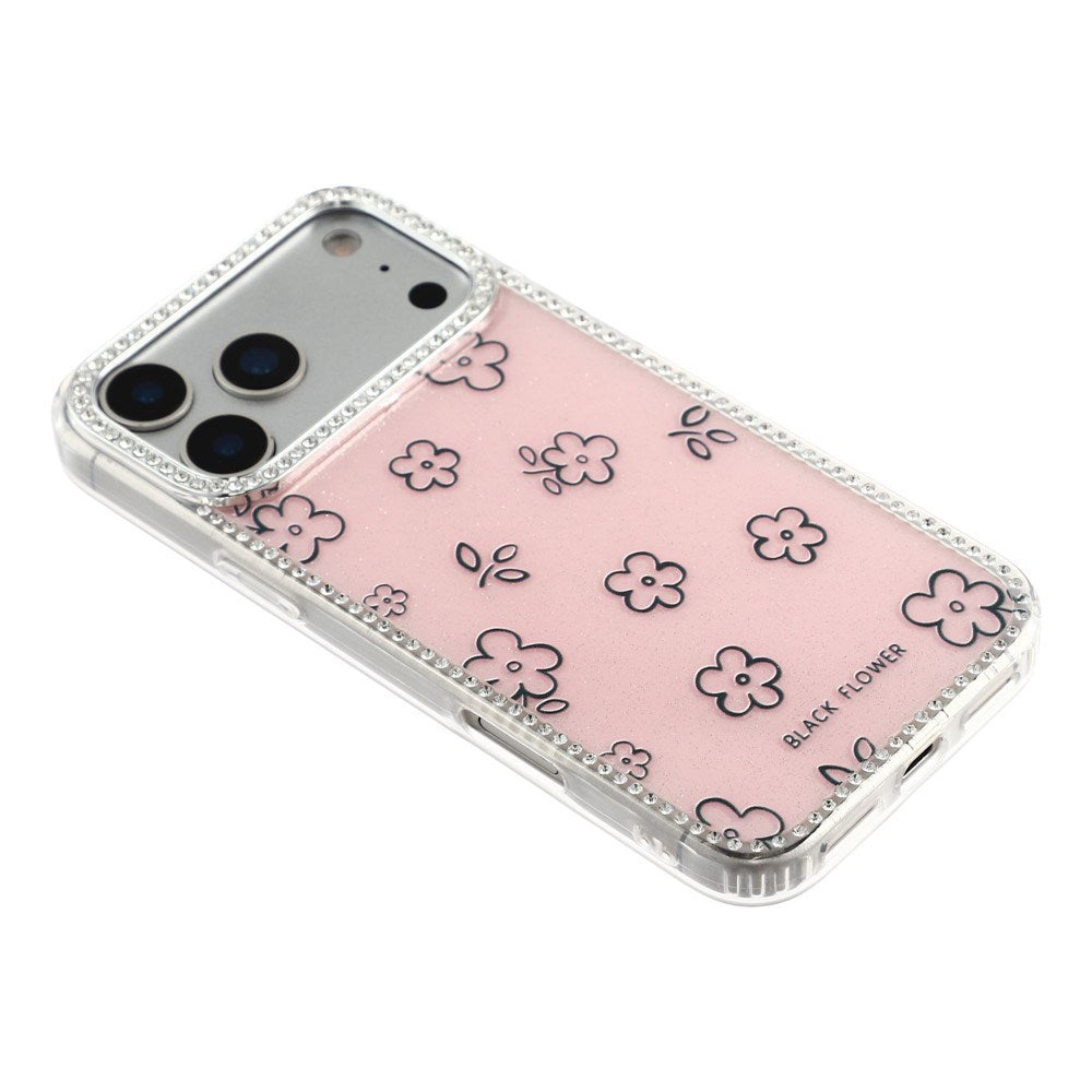 iPhone 17 Pro Max EIDERWOOD Hybrid Mobilcover m. Rhinsten & Blomsterdesign - Lyserød / Blomster