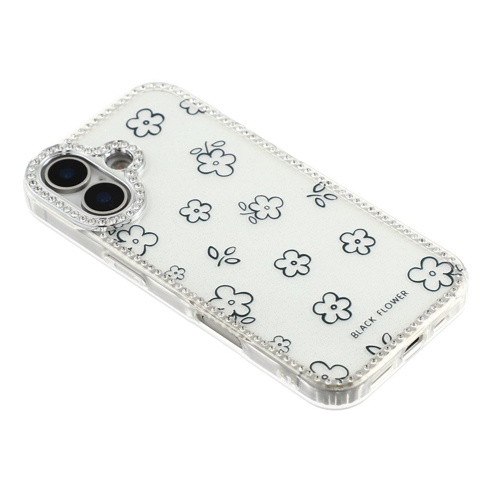 iPhone 17 EIDERWOOD Hybrid Mobilcover m. Rhinsten & Blomsterdesign - Hvid / Blomster