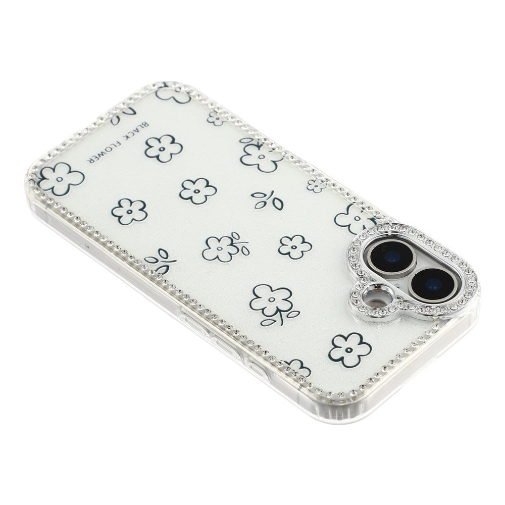 iPhone 17 EIDERWOOD Hybrid Mobilcover m. Rhinsten & Blomsterdesign - Hvid / Blomster
