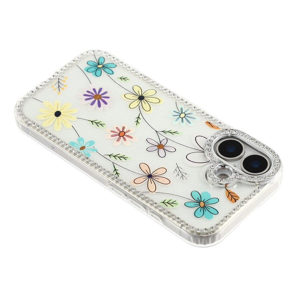 iPhone 17 EIDERWOOD Hybrid Mobilcover m. Rhinsten & Blomsterdesign - Hvid / Flerfarvet Blomster