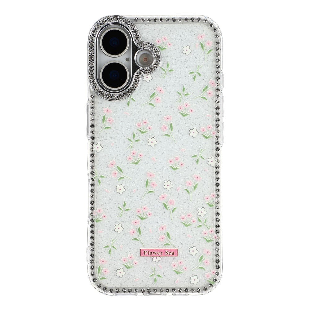 iPhone 17 EIDERWOOD Hybrid Mobilcover m. Rhinsten & Blomsterdesign - Hvid / Forårsblomster