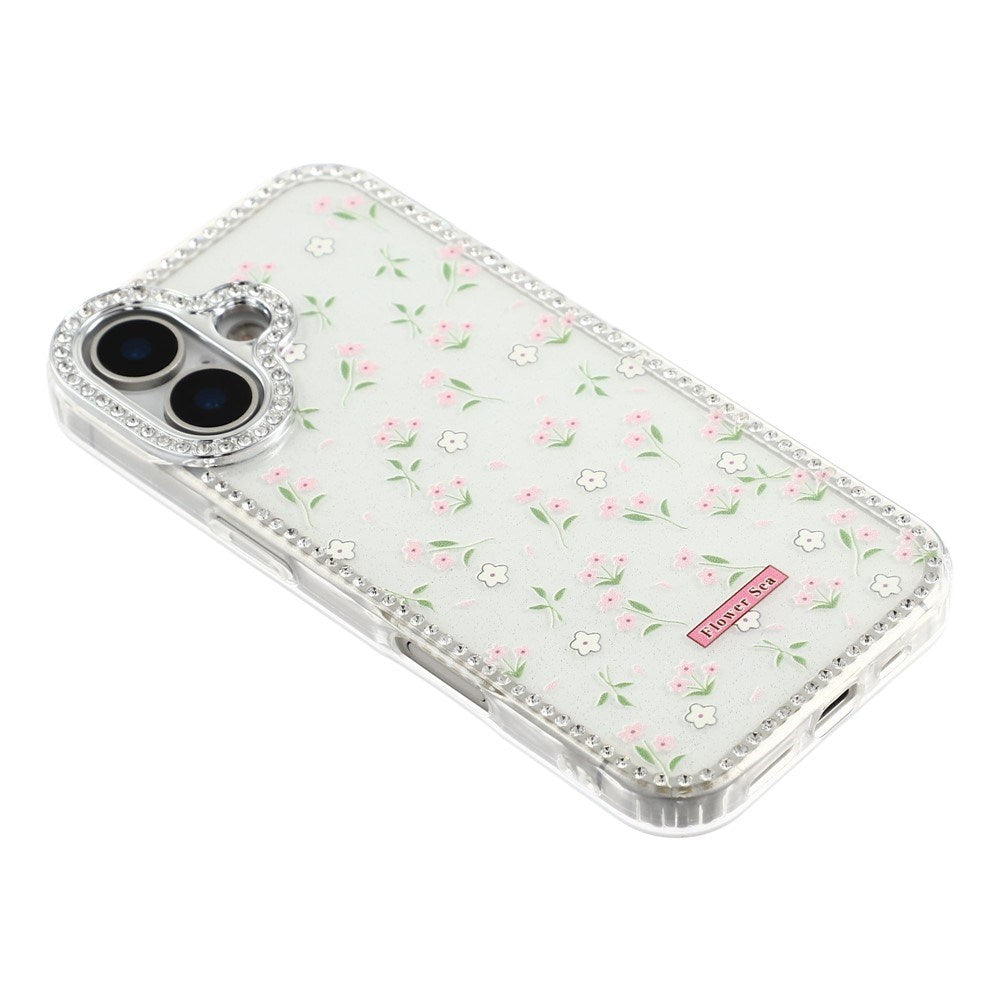 iPhone 17 EIDERWOOD Hybrid Mobilcover m. Rhinsten & Blomsterdesign - Hvid / Forårsblomster