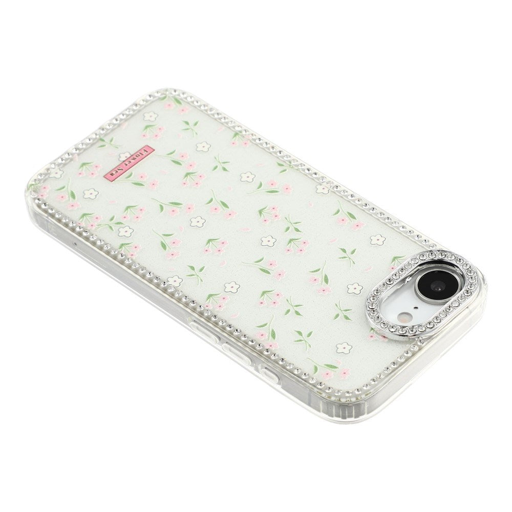 iPhone 17e / 16e EIDERWOOD Hybrid Mobilcover m. Rhinsten & Blomsterdesign - Hvid / Forårsblomster