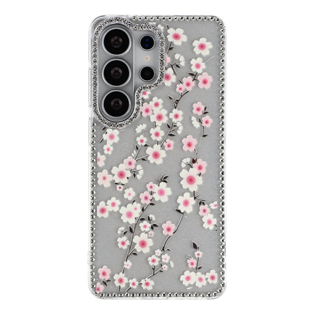 Samsung Galaxy S26 Ultra EIDERWOOD Hybrid Mobilcover m. Rhinsten & Blomsterdesign - Gennemsigtig / Kirsebærblomster