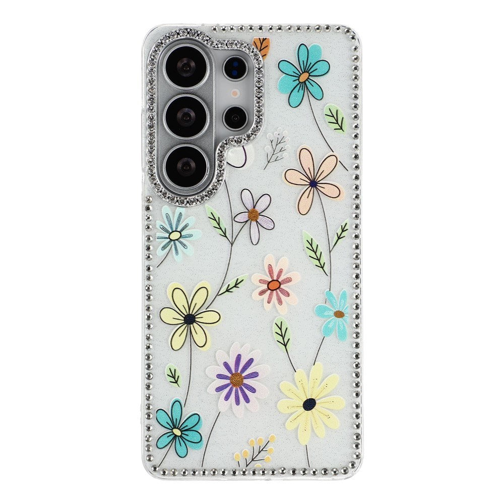 Samsung Galaxy S26 Ultra EIDERWOOD Hybrid Mobilcover m. Rhinsten & Blomsterdesign - Hvid / Flerfarvede Blomster