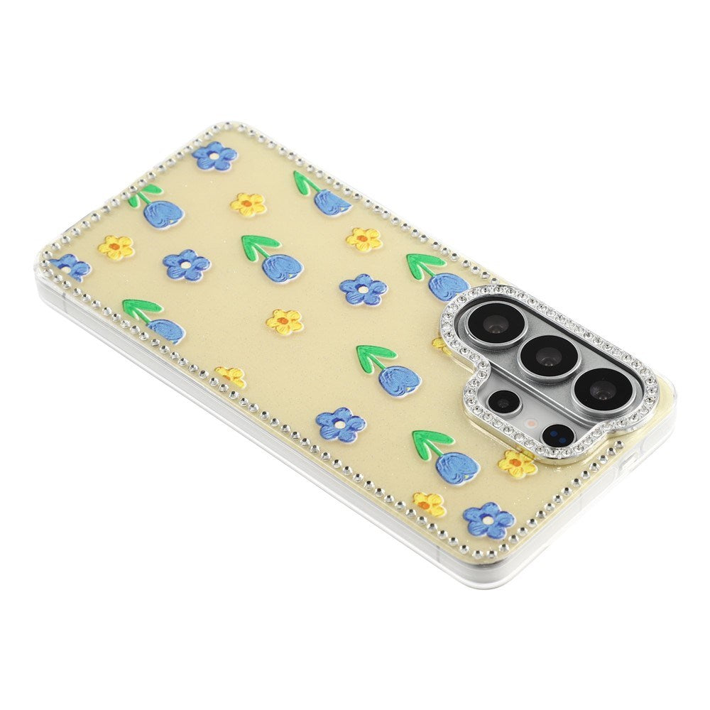 Samsung Galaxy S26 Ultra EIDERWOOD Hybrid Mobilcover m. Rhinsten & Blomsterdesign - Gul / Tulipaner