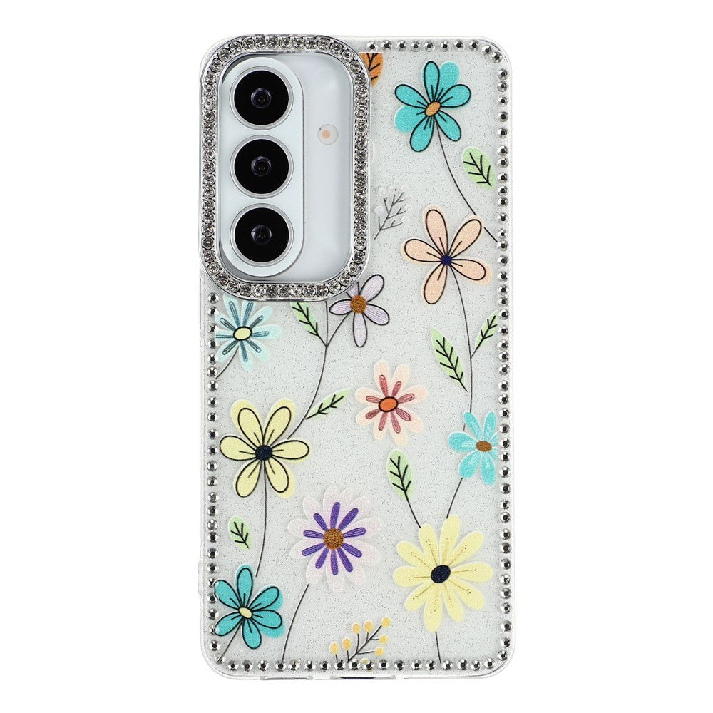 Samsung Galaxy S26 EIDERWOOD Hybrid Mobilcover m. Rhinsten & Blomsterdesign - Hvid / Flerfarvet Blomster
