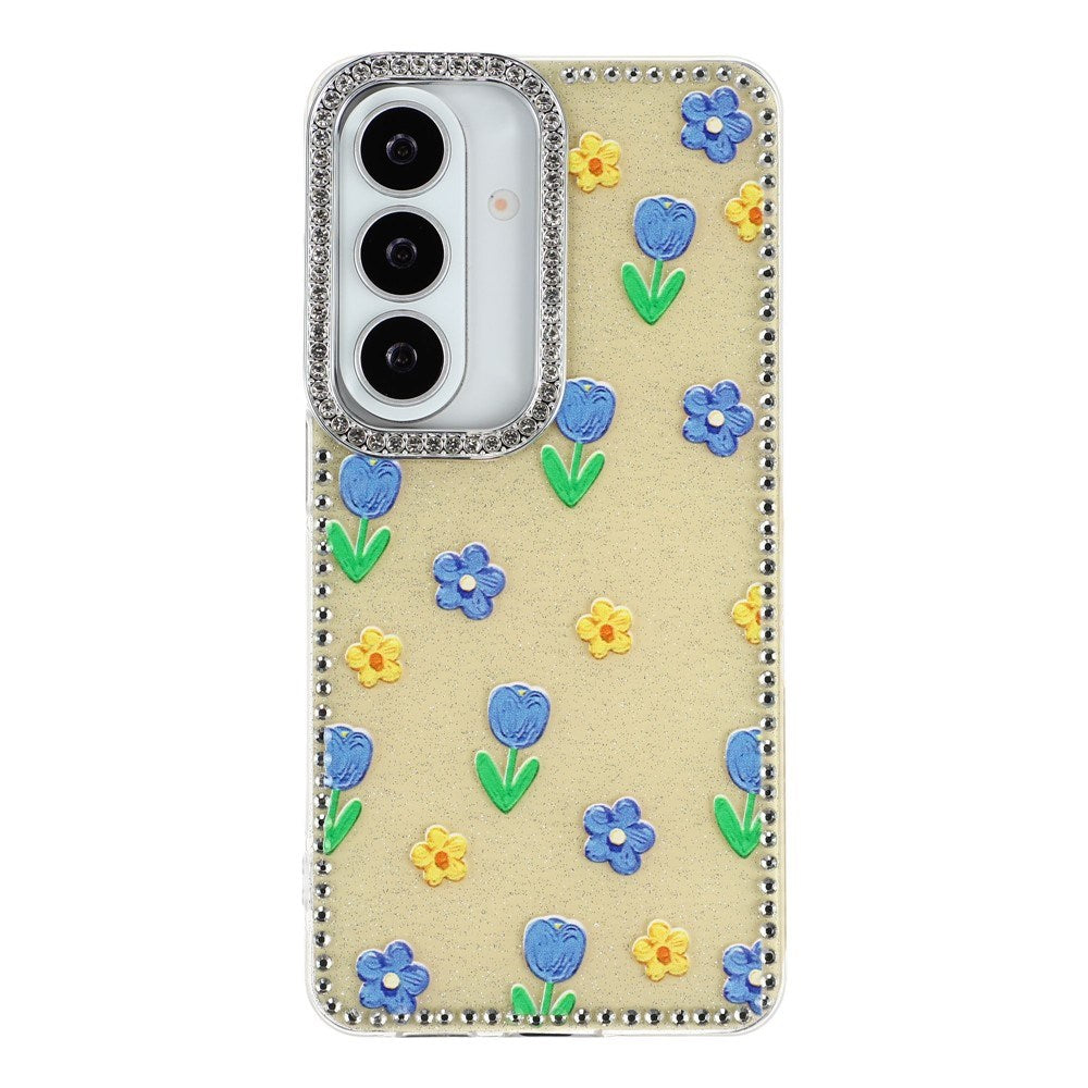Samsung Galaxy S26 EIDERWOOD Hybrid Mobilcover m. Rhinsten & Blomsterdesign - Gul / Tulipaner