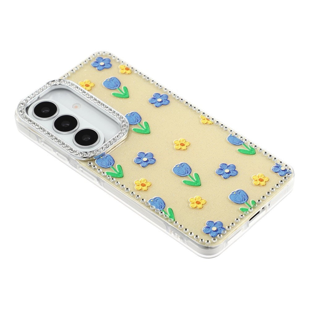 Samsung Galaxy S26 EIDERWOOD Hybrid Mobilcover m. Rhinsten & Blomsterdesign - Gul / Tulipaner